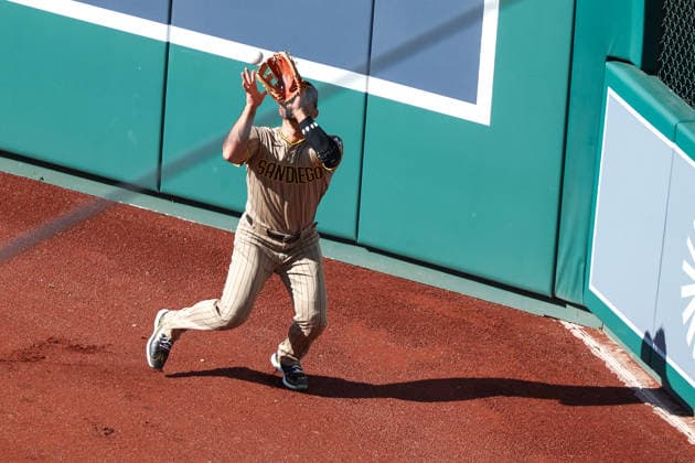 May 30, 2026, Washington D.C, District Of Columbia, United States: Washington, DC; San Diego Padres left fielder RamoÂ³n Laureano (5) makes the catch for an out during the Major League Baseball game between the Washington Nationals and the San Diego Padres at Nationals Park on Saturday, May 30, 2026. The Nationals beat the Padres 9-4. Washington D.C United States - ZUMAp258 20260530_znp_p258_008 Copyright: xStevexPrakopex