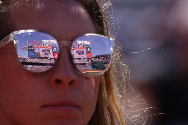 May 30, 2026, Washington D.C, District Of Columbia, United States: Washington, DC; The scoreboard at Nationals Park is reflected in the sunglasses during the Major League Baseball game between the Washington Nationals and the San Diego Padres at Nationals Park on Saturday, May 30, 2026. The Nationals beat the Padres 9-4. Washington D.C United States - ZUMAp258 20260530_znp_p258_015 Copyright: xStevexPrakopex