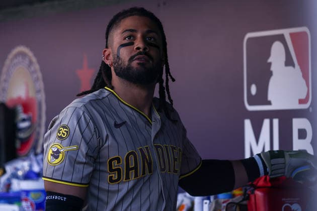 May 30, 2026, Washington D.C, District Of Columbia, United States: Washington, DC; San Diego Padres second baseman Fernando Tatis Jr. (23) in the dugout during the Major League Baseball game between the Washington Nationals and the San Diego Padres at Nationals Park on Saturday, May 30, 2026. The Nationals beat the Padres 9-4. Washington D.C United States - ZUMAp258 20260530_znp_p258_016 Copyright: xStevexPrakopex