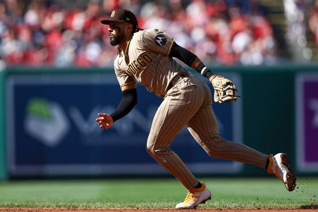 May 30, 2026, Washington D.C, District Of Columbia, United States: Washington, DC; San Diego Padres second baseman Fernando Tatis Jr. (23) runs toward the ground ball during the Major League Baseball game between the Washington Nationals and the San Diego Padres at Nationals Park on Saturday, May 30, 2026. The Nationals beat the Padres 9-4. Washington D.C United States - ZUMAp258 20260530_znp_p258_017 Copyright: xStevexPrakopex
