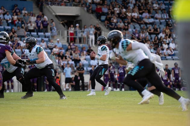 30.05.2026, xhfmx, American Football EFA European Football Alliance, Frankfurt Galaxy - Munich Ravens Russell Tabor (Munich Ravens, 9) (DFL DFB REGULATIONS PROHIBIT ANY USE OF PHOTOGRAPHS as IMAGE SEQUENCES and or QUASI-VIDEO) Frankfurt am Main