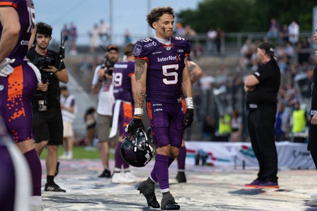 30.05.2026, xhfmx, American Football EFA European Football Alliance, Frankfurt Galaxy - Munich Ravens Paul Kavadia-Lenhardt (Frankfurt Galaxy, 5) (DFL DFB REGULATIONS PROHIBIT ANY USE OF PHOTOGRAPHS as IMAGE SEQUENCES and or QUASI-VIDEO) Frankfurt am Main