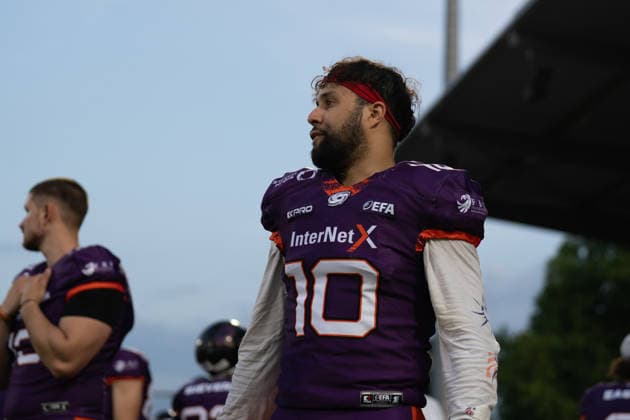 30.05.2026, xhfmx, American Football EFA European Football Alliance, Frankfurt Galaxy - Munich Ravens Zinedin Bendjabou (Frankfurt Galaxy, 10) (DFL DFB REGULATIONS PROHIBIT ANY USE OF PHOTOGRAPHS as IMAGE SEQUENCES and or QUASI-VIDEO) Frankfurt am Main