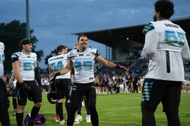30.05.2026, xhfmx, American Football EFA European Football Alliance, Frankfurt Galaxy - Munich Ravens Munich Ravens bejubeln den Sieg in Frankfurt (DFL DFB REGULATIONS PROHIBIT ANY USE OF PHOTOGRAPHS as IMAGE SEQUENCES and or QUASI-VIDEO) Frankfurt am Main