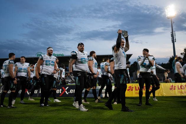30.05.2026, xhfmx, American Football EFA European Football Alliance, Frankfurt Galaxy - Munich Ravens Munich Ravens bejubeln den Sieg in Frankfurt (DFL DFB REGULATIONS PROHIBIT ANY USE OF PHOTOGRAPHS as IMAGE SEQUENCES and or QUASI-VIDEO) Frankfurt am Main