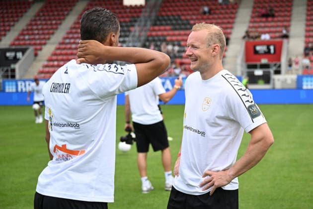 30.05.2026, xsvx, Fussball Langholz Cup 2026, v.l. Timothy Chandler (Eintracht Frankfurt) Sebastian Rode Wiesbaden