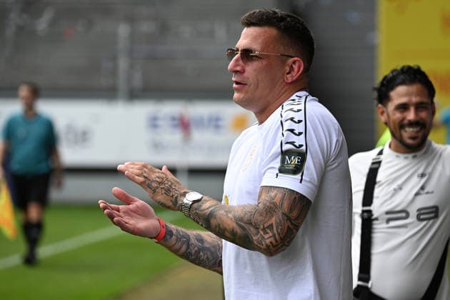 30.05.2026, xsvx, Fussball Langholz Cup 2026, v.l. Rapper Musiker Gzuz 187 Strassenbande Kristoffer Jonas Klauß Klauss Wiesbaden