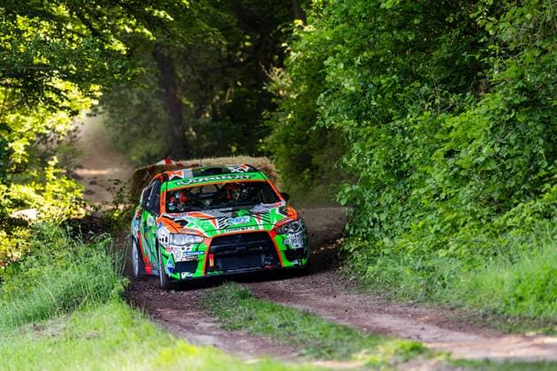 30.05.2026, GER, Motorsport Rallyesport, Maenner Frauen, Saison 2026, 61. RSC-Rallye Wartburg RSC Rallye Super Cup powered by Carunion org. MC Eisenach RAMONAT, Raphael (DEU) DERDA, Karina (DEU) (Mitsubishi Lancer EVO X Chemnitzer AMC) Am Samstagnachmittag gingen die Teilnehmer Fahrer auf die letze Wertungsprüfung Flachsgrund powered by Formella Bau GmbH. 99817 Eisenach Festplatz Spicke Thüringen Deutschland