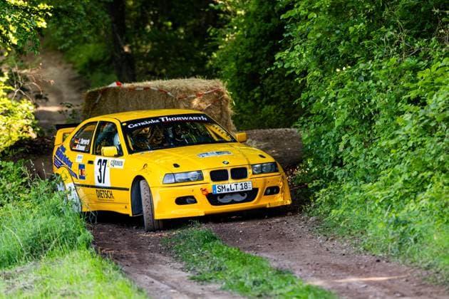 30.05.2026, GER, Motorsport Rallyesport, Maenner Frauen, Saison 2026, 61. RSC-Rallye Wartburg RSC Rallye Super Cup powered by Carunion org. MC Eisenach THORWARTH, Lukas (DEU) ROMMEL, Marcus (DEU) (BMW E36 Compact) Am Samstagnachmittag gingen die Teilnehmer Fahrer auf die letze Wertungsprüfung Flachsgrund powered by Formella Bau GmbH. 99817 Eisenach Festplatz Spicke Thüringen Deutschland