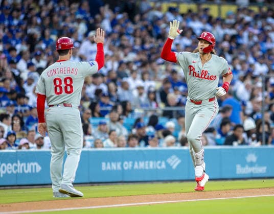 May 30, 2026, Los Angeles, California, USA: Philadelphia Phillies, (28) Alec Bohm runs the bases after hitting a solo home run against the Los Angeles Dodgers at Dodger Stadium on Saturday, May 30, 2026, in Los Angeles. . Los Angeles USA - ZUMAa60_ 0857952189st Copyright: xArmandoxArorizox