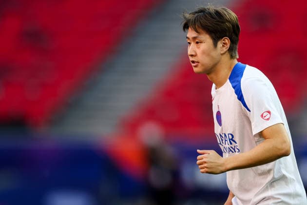 BUDAPEST, HUNGARY - MAY 29: Kang-in Lee of Paris Saint-Germain looks on during the training session one day ahead of the UEFA Champions League 2026 Final at Puskas Arena on May 29, 2026 in Budapest, Hungary.  Copyright: xRenexNijhuis MBxMediax