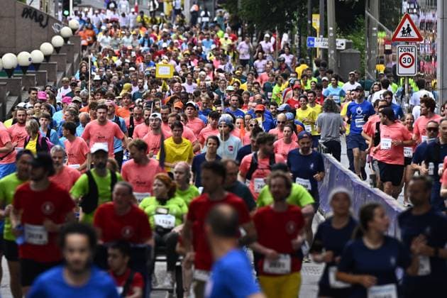 Lots of runners pictured during the 46th edition of the Brussels 20km run, Sunday 31 May 2026 in Brussels. JASPERxJACOBS  x175520524x