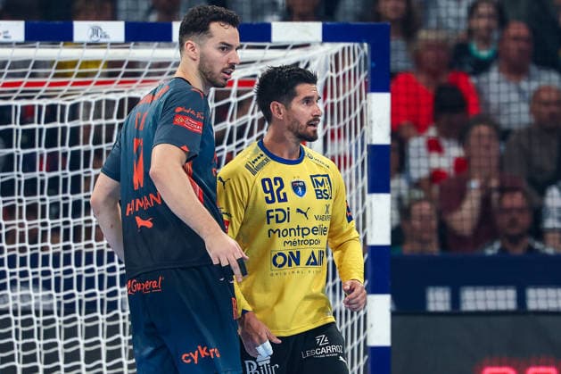 30.05.2026, xIAJx, Handball, EHF European League - WINAMAX Finals, 1. Halbfinale, Montpellier HB - THW Kiel, Barclays Arena: Zvonimir Sana (Montpellier HB, 11), Remi Desbonnet (Montpellier HB, 92) Deutschland