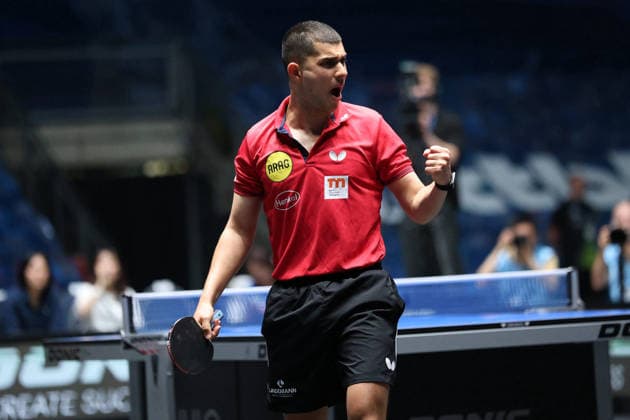 Kanak Jha (Borussia Duesseldorf) beim Punktgewinn Jubel mit der Faust. GER Frankfurt TTBL Liebherr Finale Four TTC Schwalbe Bergneustadt vs. Borussia Düsseldorf, Tischtennis Suewag Energie Arena 30.05.2026. GER Frankfurt TTBL Liebherr Finale Four Tischtennis Suewag Energie Arena Deutsche Meiterschaft 30.05.2026. Frankfurt Copyright: xEibner-Pressefoto JoergxHirschx EP_JHH
