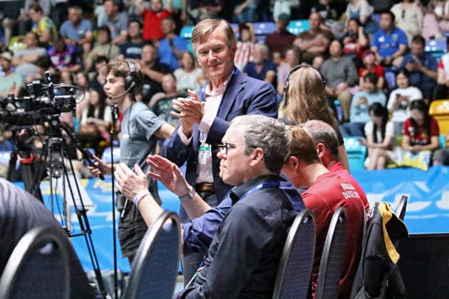 Manager Andreas Preuss, (Borussia Duesseldorf) applaudiert. GER Frankfurt TTBL Liebherr Finale Four TTC Schwalbe Bergneustadt vs. Borussia Düsseldorf, Tischtennis Suewag Energie Arena 30.05.2026. GER Frankfurt TTBL Liebherr Finale Four Tischtennis Suewag Energie Arena Deutsche Meiterschaft 30.05.2026. Frankfurt Copyright: xEibner-Pressefoto JoergxHirschx EP_JHH