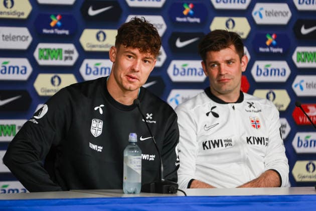 Press conference with the Norwegian men s national football team Oslo 20260531 Jorgen Strand Larsen and media manager Morten Morisbak Skjonsberg during a press conference with the Norwegian men s national football team at Ullevaal Stadium on Sunday Photo Trond Reidar Teigen NTB Oslo Norway EDITORIAL USE ONLY RESTRICTED USE FOR BETTING COMPANIES  Copyright: xTrondxReidarxTeigenx xNTBx
