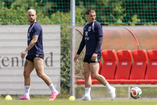 SOCCER - AUT vs TUN, test match VIENNA,AUSTRIA,31.MAY.26 - SOCCER - OEFB international test match, Austria vs Tunisia, preview, training team AUT. Image shows Marko Arnautovic and Marcel Sabitzer (AUT).  GEPAxpictures xArminxRauthner