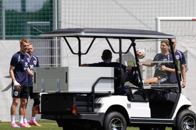 SOCCER - AUT vs TUN, test match VIENNA,AUSTRIA,31.MAY.26 - SOCCER - OEFB international test match, Austria vs Tunisia, preview, training team AUT. Image shows Philipp Lienhart, Alexander Schlager, head coach Ralf Rangnick and Alexander Prass (AUT).  GEPAxpictures xArminxRauthner