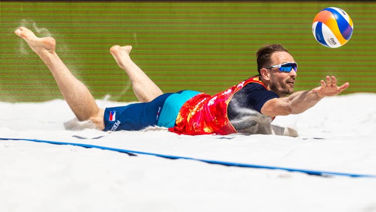 Ondrej Perusic of Czech Republic in action during the Ondrej Perusic and Jiri Sedlak of Czech Republic vs Taylor Crabb and Andrew Benesh of USA match at the Pro Tour, Beach volleyball, Beachvolleyball tournament of Elite category, Ostrava, Czech Republic, May 31, 2026. (CTKxPhoto VladimirxPrycek) CTKPhotoP2026053102367  CTKPhotoP2026053102367
