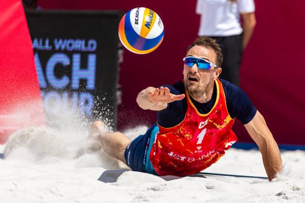 Ondrej Perusic of Czech Republic in action during the Ondrej Perusic and Jiri Sedlak of Czech Republic vs Taylor Crabb and Andrew Benesh of USA match at the Pro Tour, Beach volleyball, Beachvolleyball tournament of Elite category, Ostrava, Czech Republic, May 31, 2026. (CTKxPhoto VladimirxPrycek) CTKPhotoP2026053102370  CTKPhotoP2026053102370