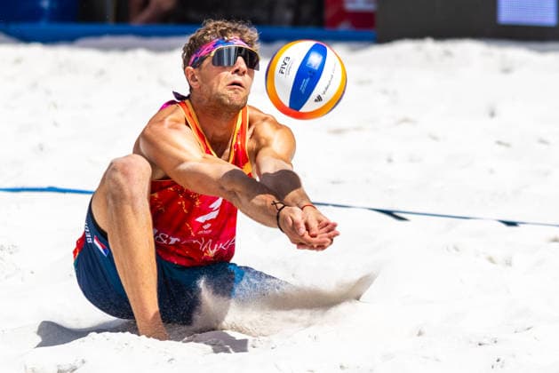 Jiri Sedlak of Czech Republic in action during the Ondrej Perusic and Jiri Sedlak of Czech Republic vs Taylor Crabb and Andrew Benesh of USA match at the Pro Tour, Beach volleyball, Beachvolleyball tournament of Elite category, Ostrava, Czech Republic, May 31, 2026. (CTKxPhoto VladimirxPrycek) CTKPhotoP2026053102372  CTKPhotoP2026053102372