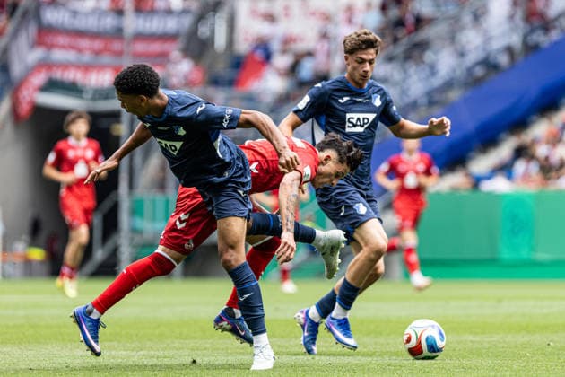 U19-DFB-Nachwuchsliga A, 2025 2026, Finale: TSG Hoffenheim U19 - 1. FC Köln U19; 31.05.2026 Jason Manuel Ponente Ramirez (1. FC Köln U19, 7), Tristan Spranger (TSG 1899 Hoffenheim U19, 13) U19-DFB-Nachwuchsliga A, 2025 2026, Finale: TSG Hoffenheim U19 - 1. FC Köln U19; PreZero Arena, Sinsheim; 31.05.2026 DFB regulations prohibit any use of photographs as image sequences and or quasi video. Copyright: xBEAUTIFULxSPORTS Buriakovx