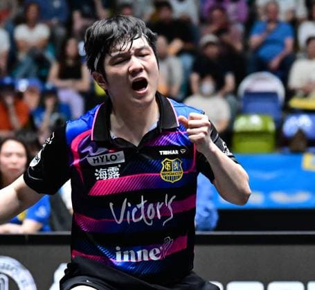 RECORD DATE NOT STATED Olympiasieger Fan Zhendong im Finale des TTBL Final Four in Frankfurt. Der chinesische Olympiasieger Fan Zhendong vom 1. FC Saarbrücken-TT im Einsatz gegen Borussia Düsseldorf im Finale des TTBL Final Four in Frankfurt am Main in der Süwag Energie Arena am 31. Mai 2026. Frankfurt am Main Hessen Germany