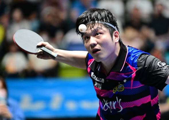 RECORD DATE NOT STATED Olympiasieger Fan Zhendong im Finale des TTBL Final Four in Frankfurt. Der chinesische Olympiasieger Fan Zhendong vom 1. FC Saarbrücken-TT im Einsatz gegen Borussia Düsseldorf im Finale des TTBL Final Four in Frankfurt am Main in der Süwag Energie Arena am 31. Mai 2026. Frankfurt am Main Hessen Germany