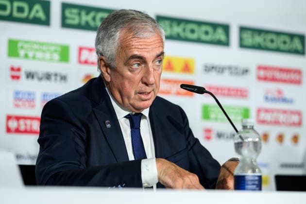 260531 IIHF President Luc Tardif at an end-of-tournament press conference, PK, Pressekonferenz organized by IIHF and the 2026 IIHF Ice hockey, Eishockey World Championship, WM, Weltmeisterschaft Organizing Committee during the 2026 IIHF Ice Hockey World Championship on May 31, 2026 in Zürich. Photo: Jesper Zerman BILDBYRAN kod JZ JZ0741 ishockey ice hockey ishockey-vm 2026 vm 2026 iihf world championship bbeng presskonferens Copyright: JESPERxZERMAN BB260531JZ021