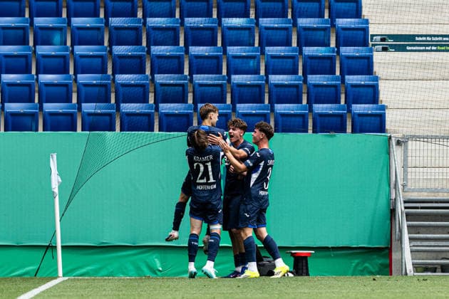 U19-DFB-Nachwuchsliga A, 2025 2026, Finale: TSG Hoffenheim U19 - 1. FC Köln U19; 31.05.2026 TSG 1899 Hoffenheim U19 bejubelt das Tor, 1:0 durch Maxim Naumann (TSG 1899 Hoffenheim U19, 20) U19-DFB-Nachwuchsliga A, 2025 2026, Finale: TSG Hoffenheim U19 - 1. FC Köln U19; PreZero Arena, Sinsheim; 31.05.2026 DFB regulations prohibit any use of photographs as image sequences and or quasi video. Copyright: xBEAUTIFULxSPORTS Buriakovx