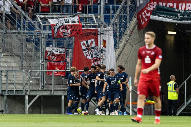 U19-DFB-Nachwuchsliga A, 2025 2026, Finale: TSG Hoffenheim U19 - 1. FC Köln U19; 31.05.2026 TSG 1899 Hoffenheim U19 bejubelt das Tor, 2:0 durch Finn Thomas Sherlock (TSG 1899 Hoffenheim U19, 3) U19-DFB-Nachwuchsliga A, 2025 2026, Finale: TSG Hoffenheim U19 - 1. FC Köln U19; PreZero Arena, Sinsheim; 31.05.2026 DFB regulations prohibit any use of photographs as image sequences and or quasi video. Copyright: xBEAUTIFULxSPORTS Buriakovx