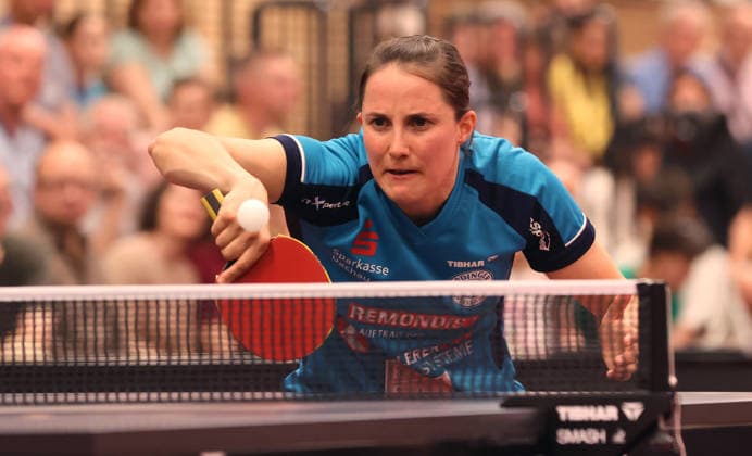 Sabina Winter (TSV) Aktion Oberkörper Tischtennis Finale Deutsche Meisterschaft Bundesliga Damen Saison 2025 2026 31.05.2026 ttc eastside Berlin vs TSV Dachau