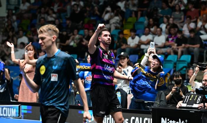 RECORD DATE NOT STATED Patrick Franziska gewinnt im Finale des TTBL Final Four in Frankfurt. Der deutsche Nationalspieler Patrick Franziska vom 1. FC Saarbrücken-TT gewinnt gegen Antin Källberg im Finale des TTBL Final Four in Frankfurt am Main in der Süwag Energie Arena am 31. Mai 2026. Frankfurt am Main Hessen Germany