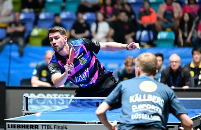 RECORD DATE NOT STATED Patrick Franziska gewinnt im Finale des TTBL Final Four in Frankfurt. Der deutsche Nationalspieler Patrick Franziska vom 1. FC Saarbrücken-TT gewinnt gegen Antin Källberg im Finale des TTBL Final Four in Frankfurt am Main in der Süwag Energie Arena am 31. Mai 2026. Frankfurt am Main Hessen Germany