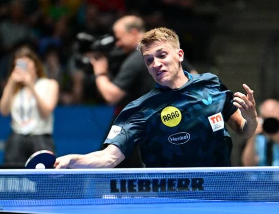 RECORD DATE NOT STATED Anton Kallberg im Finale des TTBL Final Four in Frankfurt. Der Schwede Anton Kallberg von Borussia Düsseldorf im Einsatz im Finale des TTBL Final Four in Frankfurt am Main in der Süwag Energie Arena am 31. Mai 2026. Frankfurt am Main Hessen Germany