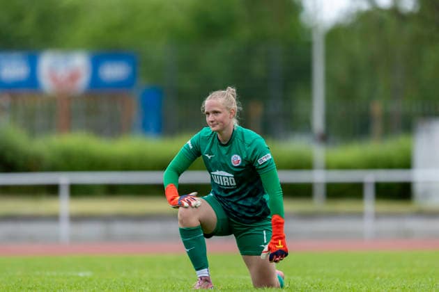 Regionalliga Nordost Frauen: F.C. Hansa Rostock vs. 1. FFV Erfurt; Rostock; 31.05.2026 Anna Thiele ( 1; F.C. Hansa Rostock) Regionalliga Nordost Frauen: F.C. Hansa Rostock vs. 1. FFV Erfurt; Sportforum Leichtathletikstadion Rostock; 31.05.2026 Copyright: xBEAUTIFULxSPORTS Duehringx