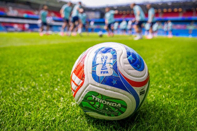 260531 The official FIFA World Cup, WM, Weltmeisterschaft, Fussball match ball during a training session with the Norwegian national football team on May 31, 2026 in Oslo. Photo: Vegard Grott BILDBYRAN kod VG VG0931 bbeng fotball football soccer fotboll fifa world cup vm fotball-vm norge norway trening träning training practice precamp pre-camp genre trionda adidas Copyright: VEGARDxGRoTT BB260531VG013