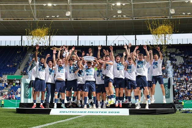 31.05.2026, xhettx, Fussball DM A-Junioren , TSG 1899 Hoffenheim - 1. FC Köln v.l. Jubelbilder aus Hoffenheim (DFL DFB REGULATIONS PROHIBIT ANY USE OF PHOTOGRAPHS as IMAGE SEQUENCES and or QUASI-VIDEO)