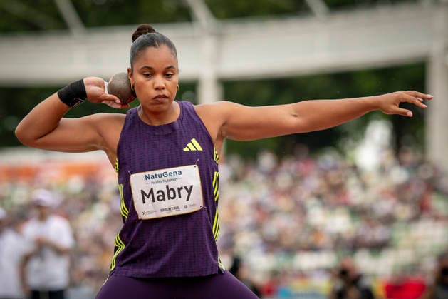 DRESDEN , GERMANY - MAY 31: Yemisi Mabry (GER Germany) competes in the shot put during the Golden Oval Continental Tour Silver meeting on May 31, 2026 at Heinz-Steyer-Stadion in Dresden, Saxony, Germany. Saxony Germany Copyright: xAxelxKohringx