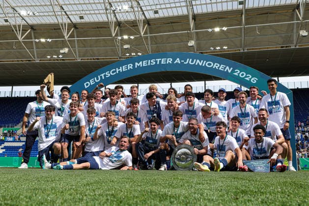 31.05.2026, xhettx, Fussball DM A-Junioren , TSG 1899 Hoffenheim - 1. FC Köln v.l. Jubelbilder aus Hoffenheim (DFL DFB REGULATIONS PROHIBIT ANY USE OF PHOTOGRAPHS as IMAGE SEQUENCES and or QUASI-VIDEO)