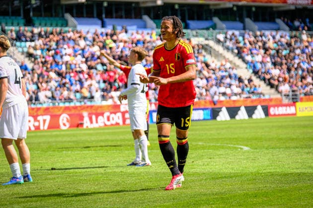 UEFA Under-17 European Championship, EM, Europameisterschaft Estonia 2026 Noah Kalonji Kafumpata celebrating scoring the goal during the UEFA Under-17 European Championship Group-A match between Belgium U-17 vs Estonia U-17 national teams, Tallinn Estonia 31.05.2026 Tallinn A Le Coq Arena Estonia Copyright: xMaurixLevandix