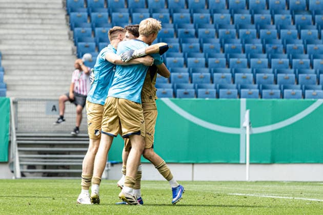 U19-DFB-Nachwuchsliga A, 2025 2026, Finale: TSG Hoffenheim U19 - 1. FC Köln U19; 31.05.2026 Nico Biedermann (TSG 1899 Hoffenheim U19, 1) bejubelt Sieg. U19-DFB-Nachwuchsliga A, 2025 2026, Finale: TSG Hoffenheim U19 - 1. FC Köln U19; PreZero Arena, Sinsheim; 31.05.2026 DFB regulations prohibit any use of photographs as image sequences and or quasi video. Copyright: xBEAUTIFULxSPORTS Buriakovx