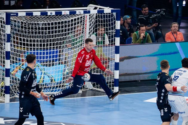 Hamburg, 31.05.2026, Handball, Herren, EHF European League Men 2025 26, Spiel um Platz 3, Montpellier HB - SG Flensburg-Handewitt Kevin Moller (SG Flensburg-Handewitt, 20) mit einer Parade