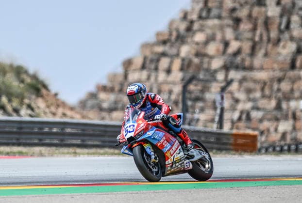 (260531) -- ALCANIZ, May 31, 2026 -- Valentin Debise of EASTROC ZXMOTO Evan Bros Factory competes during the race 2 of WorldSSP at the FIM Supersport World Championship, WM, Weltmeisterschaft Aragon Round in Alcaniz, Spain, May 31, 2026. ) (SP)SPAIN-ALCANIZ-WSBK-WORLDSSP-ARAGON-RACE 2 ChengxMin 