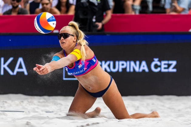 Raisa Schoon of Netherlands in action during the Raisa Schoon and Katja Stam of Netherlands vs Melissa Human-Paredes and Brandie Wilkerson of Canada match at the Pro Tour, Beach volleyball, Beachvolleyball tournament of Elite category, Ostrava, Czech Republic, May 31, 2026. (CTKxPhoto VladimirxPrycek) CTKPhotoP2026053103574  CTKPhotoP2026053103574