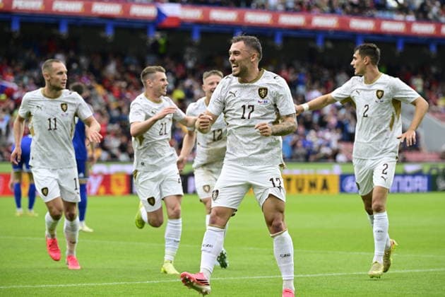 Tomas Ladra of Czech Republic celebrates a goal during the Czech Republic vs Kosovo soccer friendly match, in Prague, Czech Republic, May 31, 2026. (CTKxPhoto RomanxVondrous) CTKPhotoP2026053103679  CTKPhotoP2026053103679