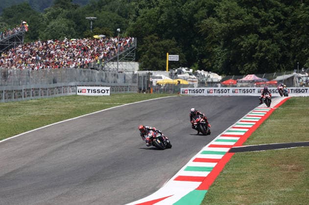 31.05.2026, Autodromo Internazionale del Mugello, Mugello, MotoGP Grosser Preis von Italien 2026 ,im Bild Francesco Bagnaia (ITA), Ducati Lenovo Team, Marco Bezzecchi (ITA), Aprilia Racing, Jorge Martin (ESP) (Photo by Hasan Bratic DeFodi Images) -