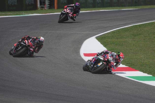 31.05.2026, Autodromo Internazionale del Mugello, Mugello, MotoGP Grosser Preis von Italien 2026 ,im Bild Francesco Bagnaia (ITA), Ducati Lenovo Team, Marco Bezzecchi (ITA), Aprilia Racing, Jorge Martin (ESP) (Photo by Hasan Bratic DeFodi Images) -