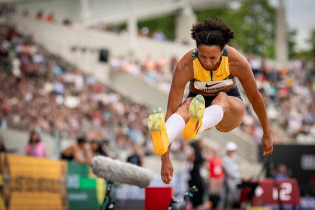 DRESDEN , GERMANY - MAY 31: Malaika Mihambo (GER Germany) competes in the long jump during the Golden Oval Continental Tour Silver meeting on May 31, 2026 at Heinz-Steyer-Stadion in Dresden, Saxony, Germany. Saxony Germany Copyright: xAxelxKohringx