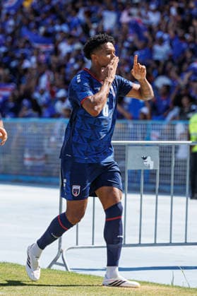 Kevin Lenini celebrating after goal during International Friendly, Länderspiel, Nationalmannschaft game between teams of Cape Verde and Servia at Estadio do Restelo (Luis Loureiro Ball Raw Images PT) Lisbon Estadio do Restelo Portugal Copyright: xLuisxLoureirox LLOU9205